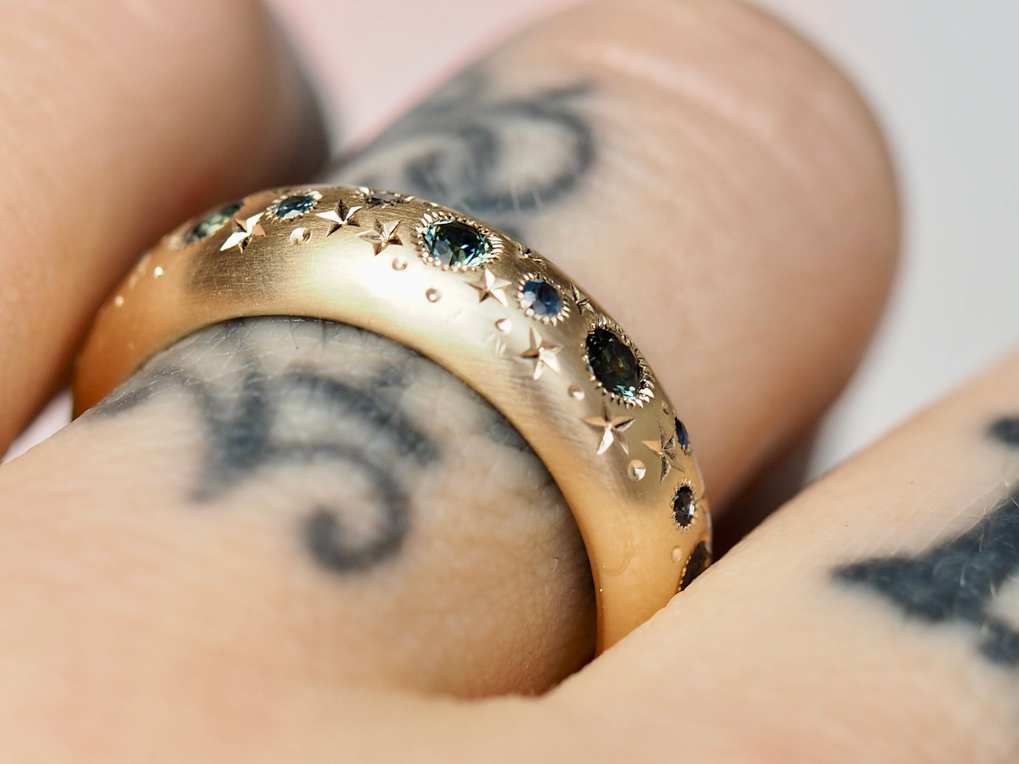 6mm High Dome Celestial Band | Montana Sapphire