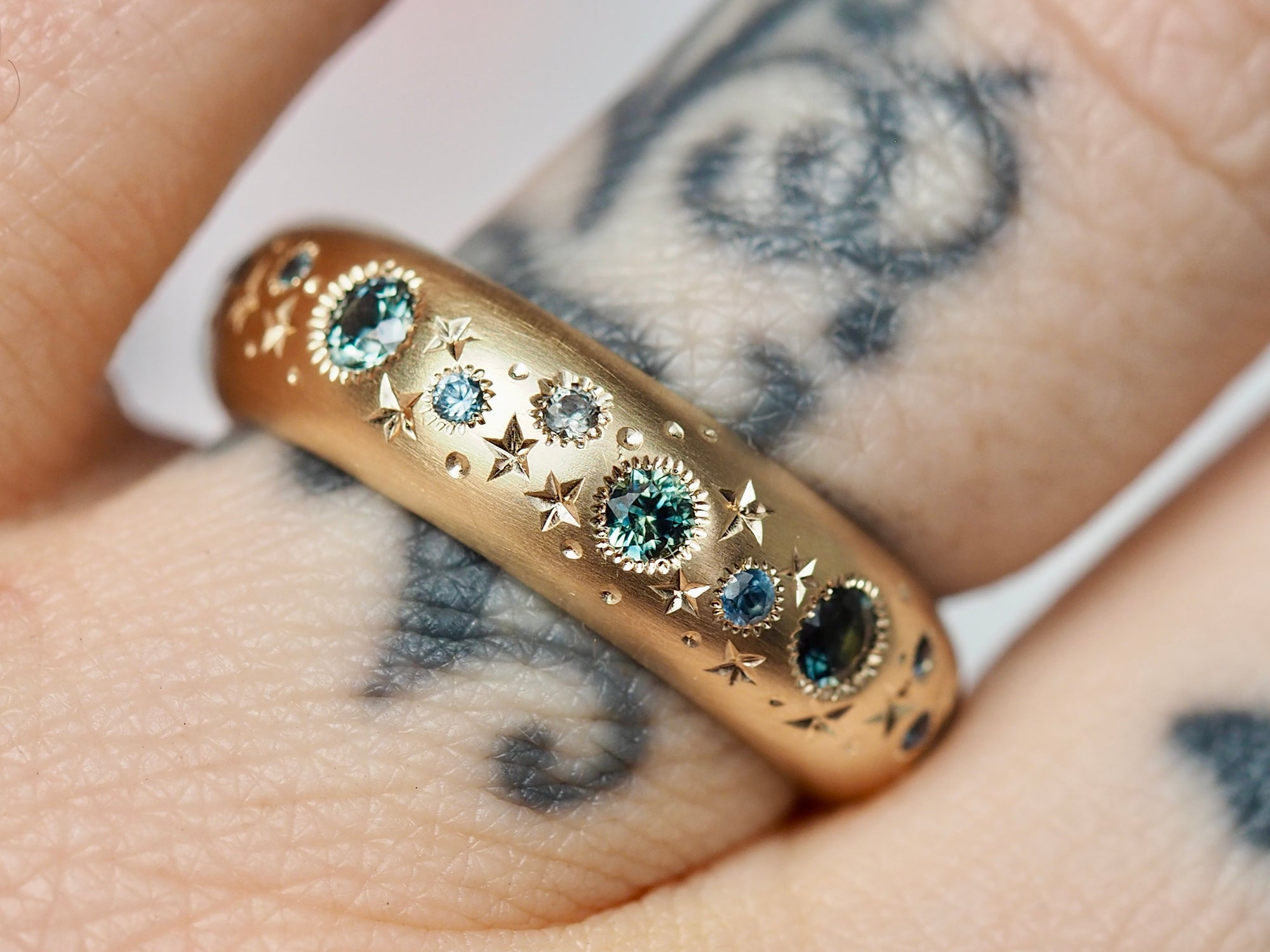 6mm High Dome Celestial Band | Montana Sapphire