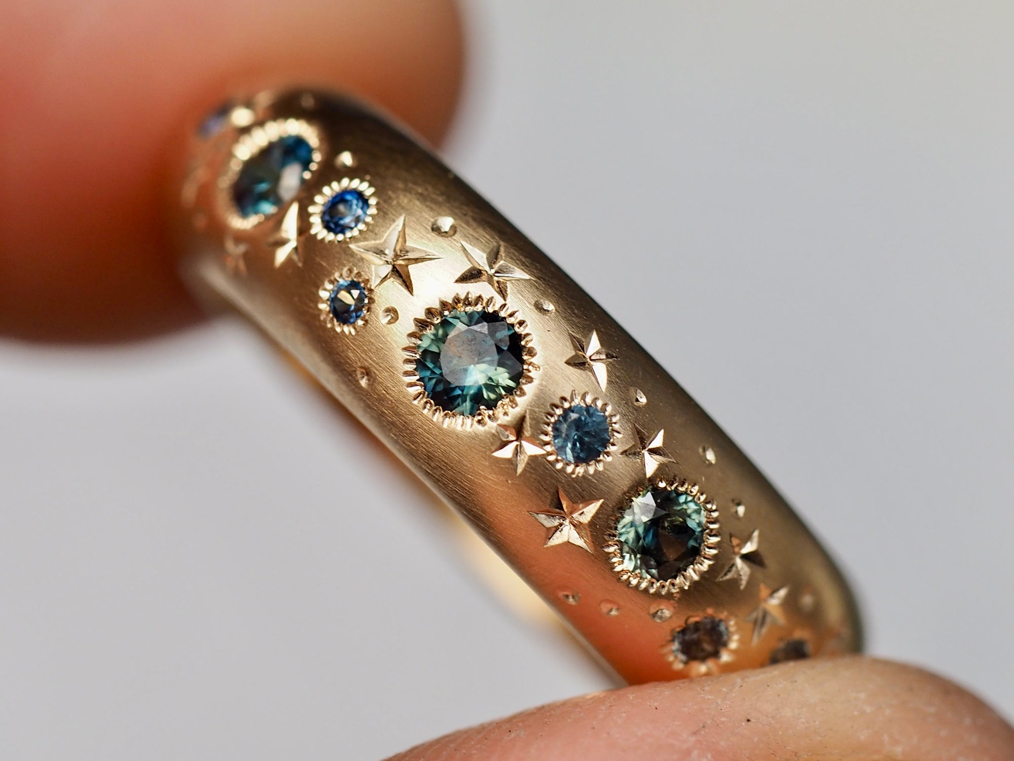 6mm High Dome Celestial Band | Montana Sapphire