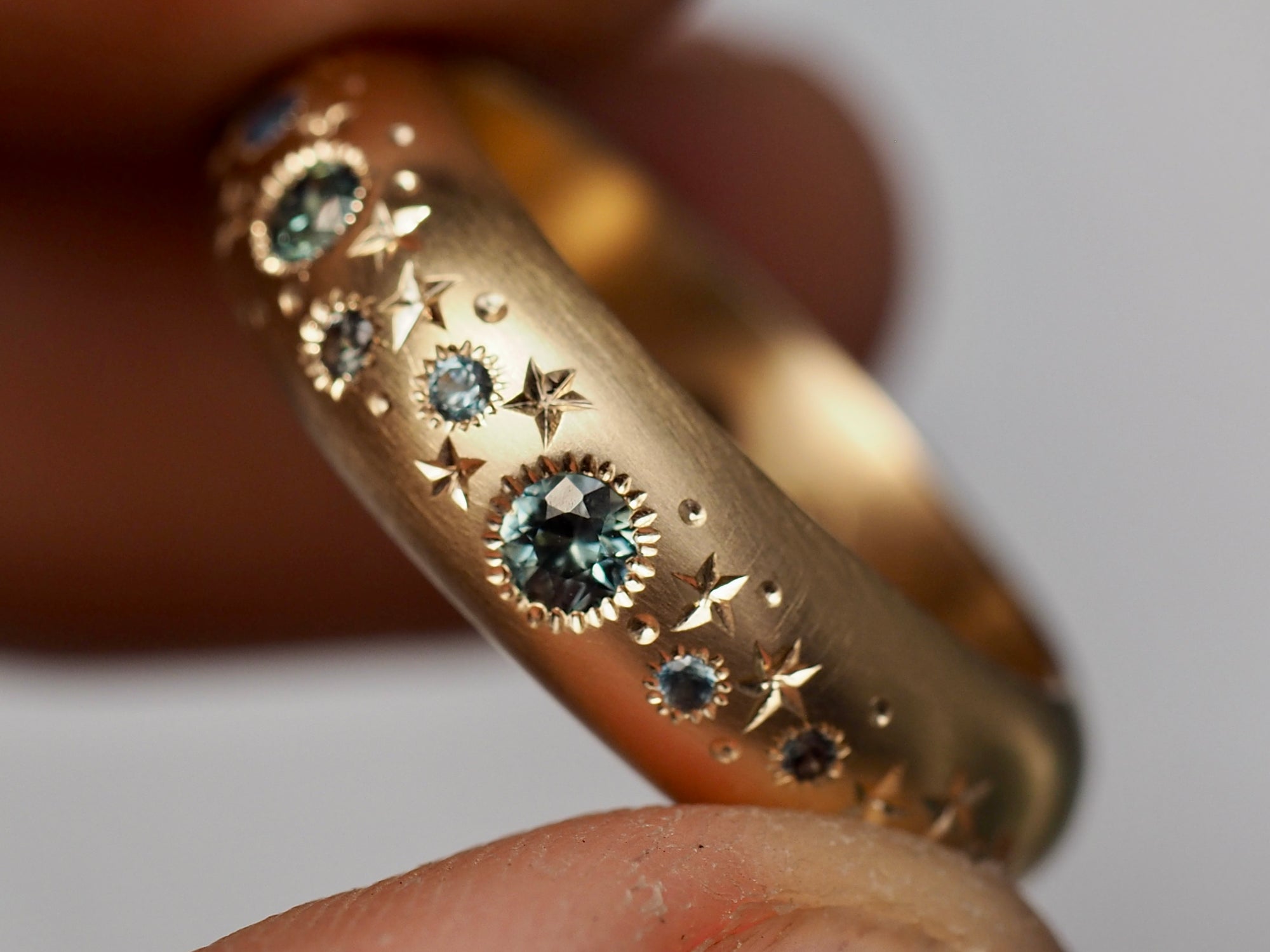 6mm High Dome Celestial Band | Montana Sapphire