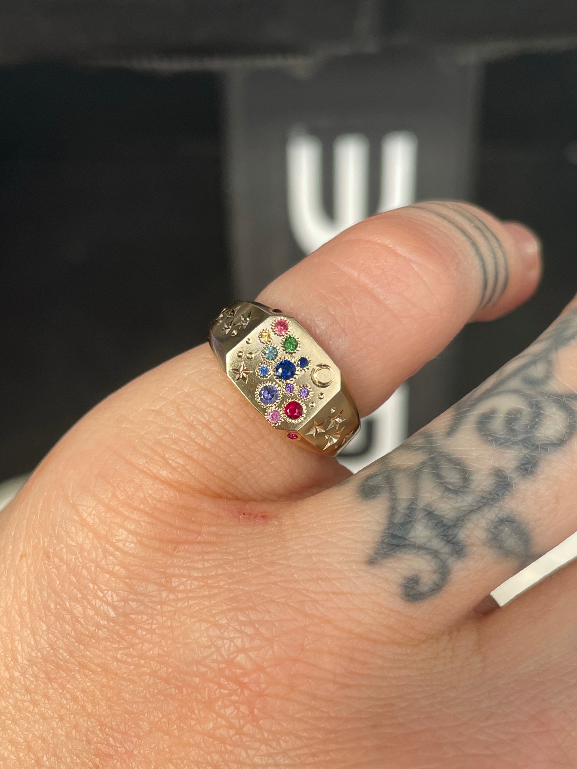 Celestial Pinky Ring | Cut Corner | Rainbow